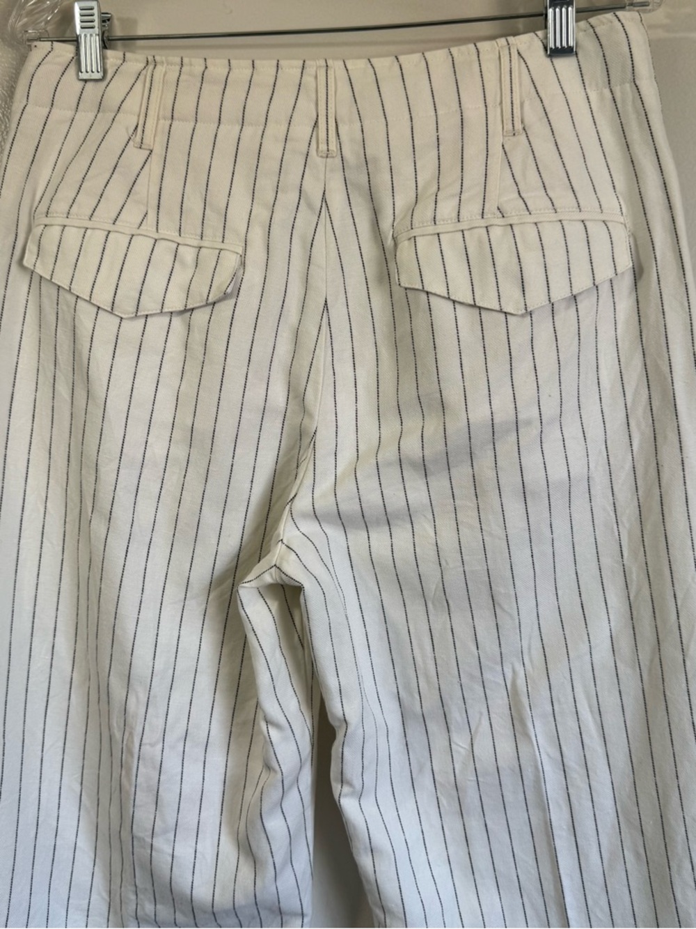 Rag & Bone Dylan Cropped Cream Pinstripe Wide Leg Pants Women Sz 8 Linen Cotton - Picture 5 of 13
